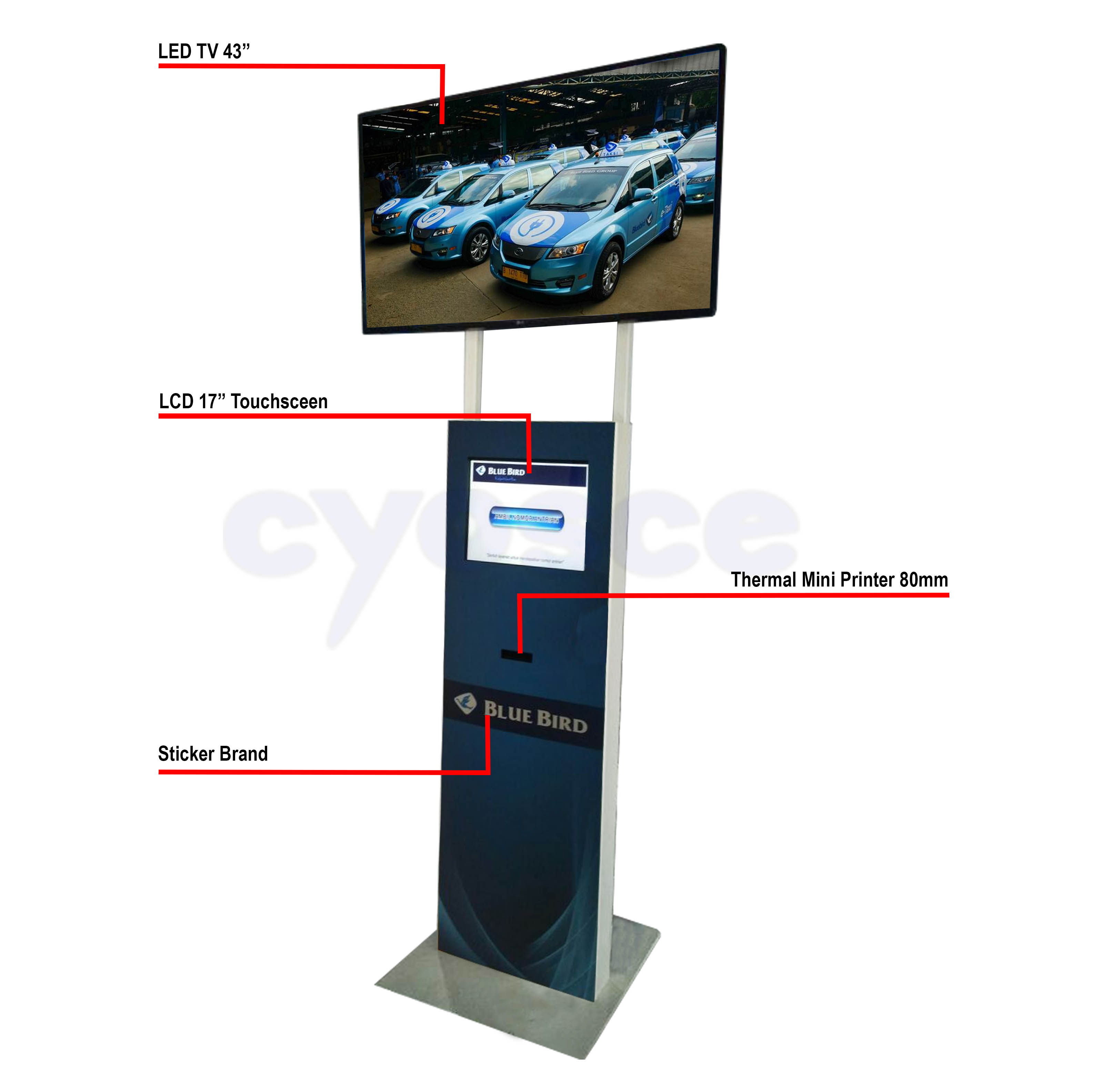 kiosk antrian taxi - blue bird